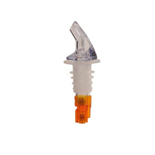 Thunder Group Measured Liquor Pourer 12/Pcs is designed with a color-coded orange tail and no collar for a sleek minimal profile, perfect for efficient bar service. Made from durable acrylonitrile, it fits standard 750 ml liquor bottles and precisely dispenses a 0.5 oz shot every time. Ideal for managing portion control in busy bars, restaurants, or home bars, this pourer helps reduce waste while speeding up service. The color-coded tail makes it easy to identify different bottle setups for fast workflow.