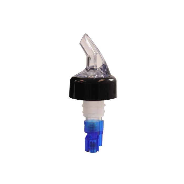 Thunder Group Measured Liquor Pourer 12/Pcs features a color-coded blue tail with a sleek black collar, precisely dispensing a 0.88 oz (7/8 oz) shot for consistent pours every time. Crafted from durable acrylonitrile, it fits standard 750 ml liquor bottles, making it perfect for controlling portions, reducing waste, and speeding up service in bars, restaurants, and home bar setups. The color-coded tail ensures quick identification of different pour sizes, improving workflow and maintaining an organized bar.