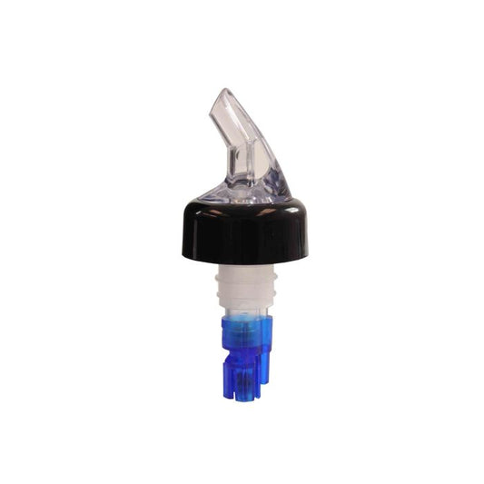 Thunder Group Measured Liquor Pourer 12/Pcs features a color-coded blue tail with a sleek black collar, precisely dispensing a 0.88 oz (7/8 oz) shot for consistent pours every time. Crafted from durable acrylonitrile, it fits standard 750 ml liquor bottles, making it perfect for controlling portions, reducing waste, and speeding up service in bars, restaurants, and home bar setups. The color-coded tail ensures quick identification of different pour sizes, improving workflow and maintaining an organized bar.