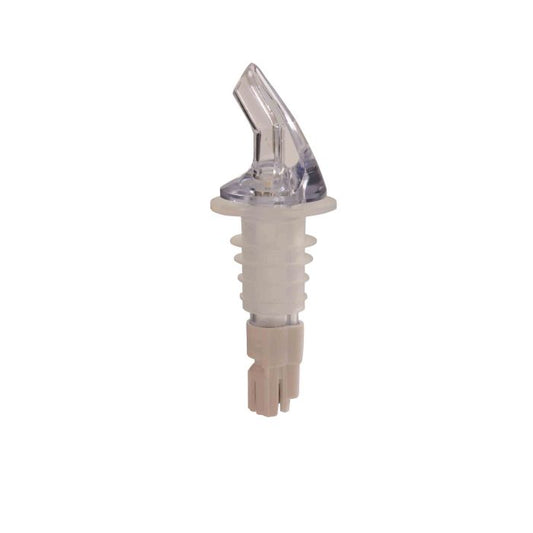 Thunder Group Measured Liquor Pourer 12/Pcs features a bright color-coded white tail and a clean collarless design, crafted from tough acrylonitrile for durable precise pours. Designed to fit standard 750 ml liquor bottles, it accurately dispenses a 2 oz shot every time, making it ideal for portion control, reducing waste, and boosting service speed in busy bars, restaurants, or at home. 