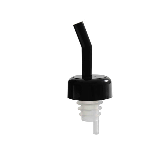 Thunder Group Flow Liquor Pourer 12/Pcs features a striking black color with a matching black collar, designed to fit securely on standard 750 ml liquor bottles. Crafted from durable acrylonitrile, it’s color coded for quick identification and adds a professional touch to any bar setup. Ideal for restaurants, bars, or home use, it ensures smooth pouring with reduced drips and waste.