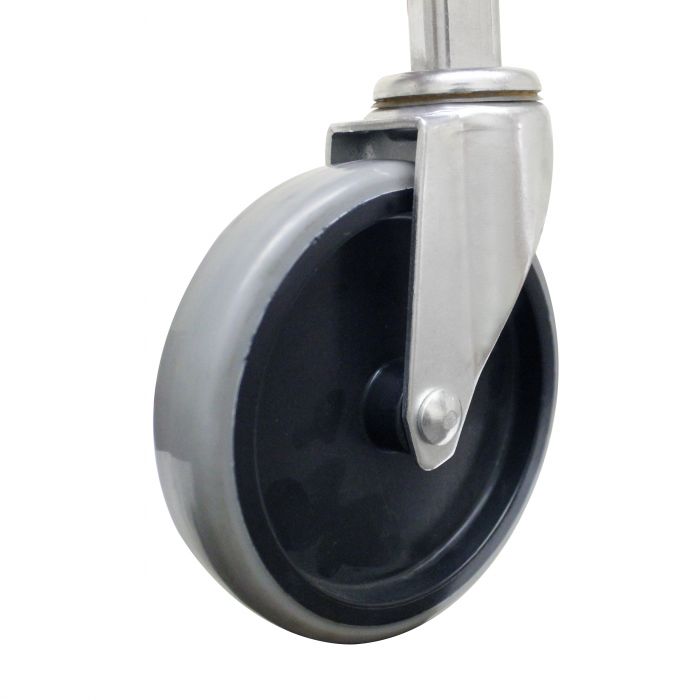 Thunder Group Heavy Duty Caster is designed for durability and effortless mobility. This 5 inch heavy-duty caster features a smooth-rolling rubber wheel and a high-strength metal frame, making it perfect for commercial carts, racks, and kitchen equipment. Its 360-degree swivel design ensures easy maneuverability in tight spaces. Ideal for restaurants, warehouses, and utility use where reliable, non-braking mobility is needed.