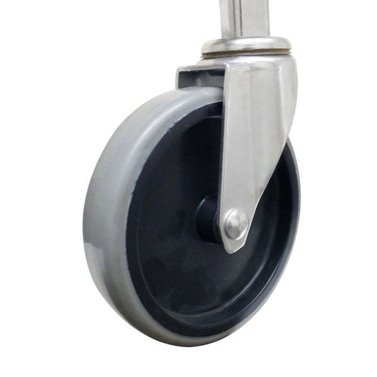 Thunder Group Heavy Duty Caster is designed for durability and effortless mobility. This 5 inch heavy-duty caster features a smooth-rolling rubber wheel and a high-strength metal frame, making it perfect for commercial carts, racks, and kitchen equipment. Its 360-degree swivel design ensures easy maneuverability in tight spaces. Ideal for restaurants, warehouses, and utility use where reliable, non-braking mobility is needed.
