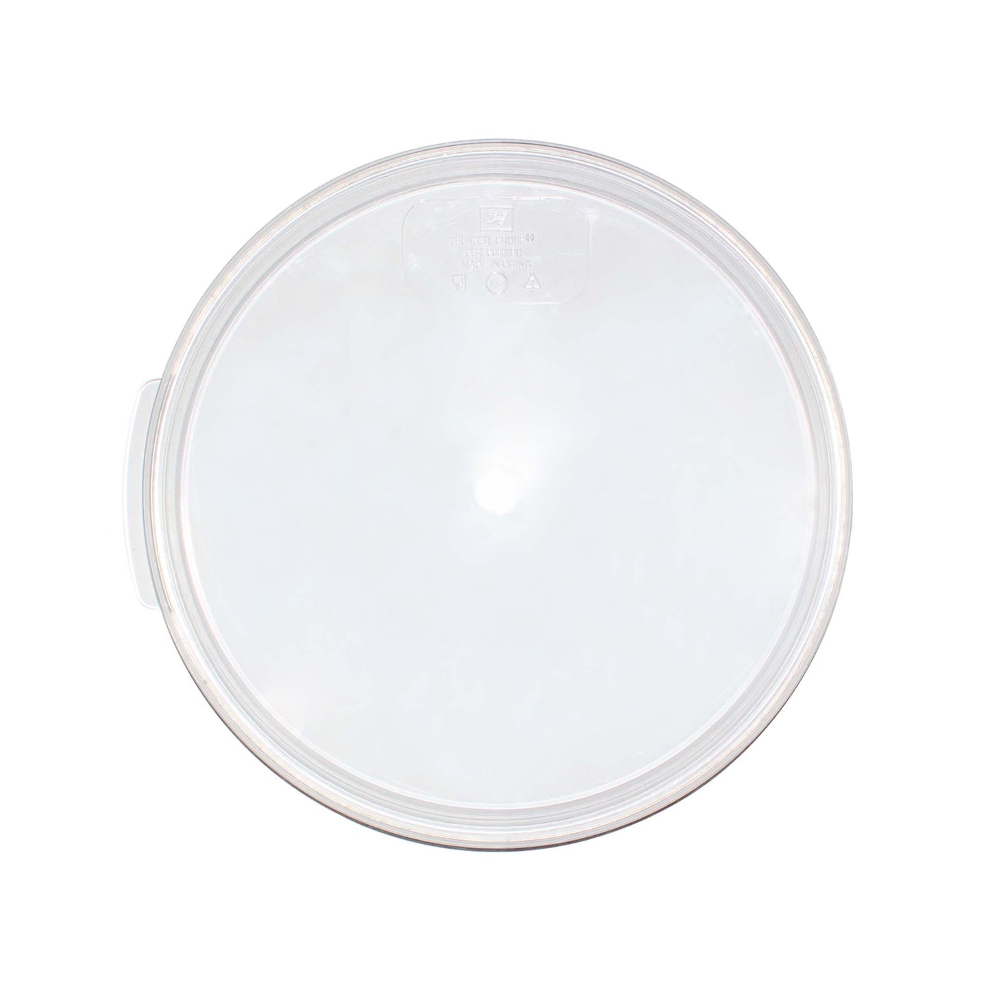 Thunder Group Round Cover is built to securely fit 6 quart (PLRFT306PC) and 8 quart (PLRFT308PC) round food containers, ensuring a tight seal for food preservation. Crafted from durable, transparent polycarbonate, this lid is NSF certified, dishwasher safe, and can withstand temperatures from -40°F to 210°F. It is break-resistant and shatter-resistant, making it ideal for demanding foodservice environments. Not microwave or oven safe.