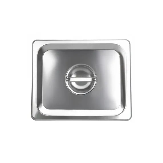 Prepline 1/6 size stainless steel solid steam table pan cover crafted for durability, heat retention, and reliable food protection in commercial kitchens. Ideal for buffets, catering services, restaurants, cafeterias, and food prep stations. Polished stainless steel construction provides easy cleaning and long-lasting professional performance.