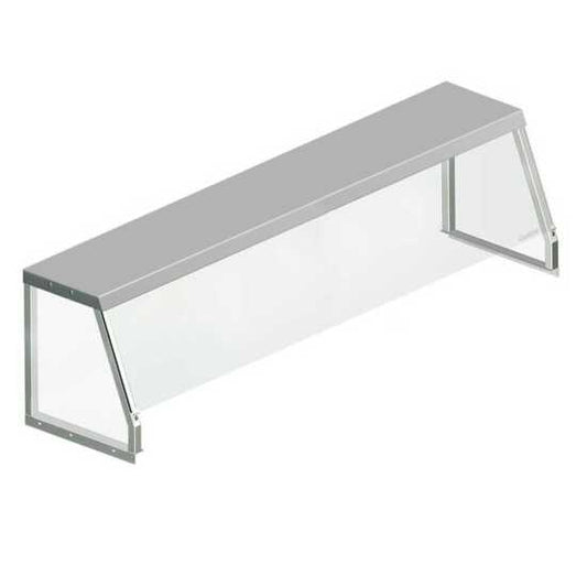 Prepline SG-1574 74" Angled Sneeze Guard for Steam Tables and Salad Bars, designed to provide protection against airborne contaminants while enhancing visibility. Ideal for buffets and food service operations.