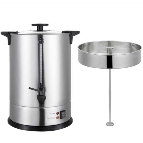Prepline CU-15 stainless steel coffee urn percolator with a 103-cup capacity, designed for efficient brewing and serving of coffee at large events, gatherings, and catering services.