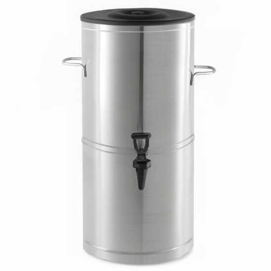 Prepline ITD-5GR round stainless steel iced tea dispenser with a 5-gallon capacity, perfect for serving refreshing iced tea at restaurants, cafes, and events.