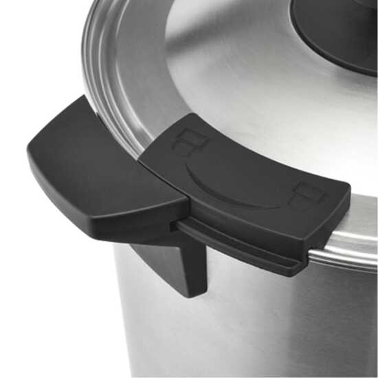 Prepline CU-15 stainless steel coffee urn percolator with a 103-cup capacity, designed for efficient brewing and serving of coffee at large events, gatherings, and catering services.