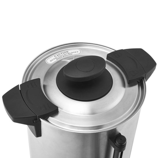Prepline WB-15 Water Boiler with a 4-gallon capacity (103 cups) and 1500W heating element. Designed for commercial use, it provides efficient hot water dispensing for beverages and food preparation. Powered by 120V for consistent and reliable performance.