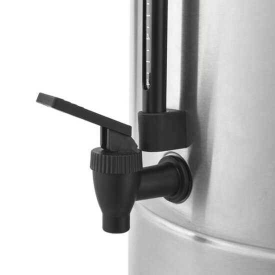 Prepline CU-15 stainless steel coffee urn percolator with a 103-cup capacity, designed for efficient brewing and serving of coffee at large events, gatherings, and catering services.