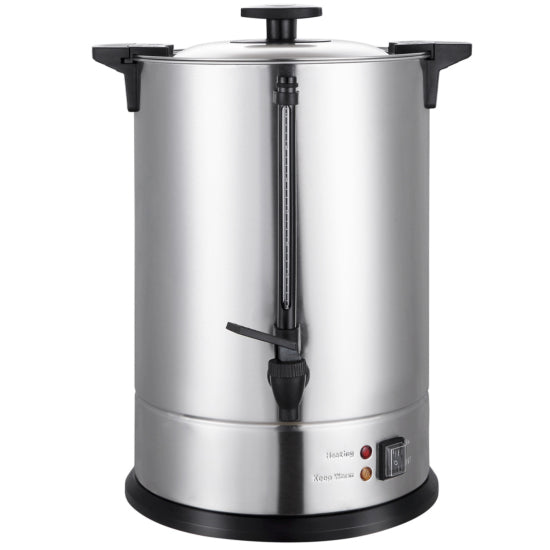 Prepline WB-15 Water Boiler with a 4-gallon capacity (103 cups) and 1500W heating element. Designed for commercial use, it provides efficient hot water dispensing for beverages and food preparation. Powered by 120V for consistent and reliable performance.