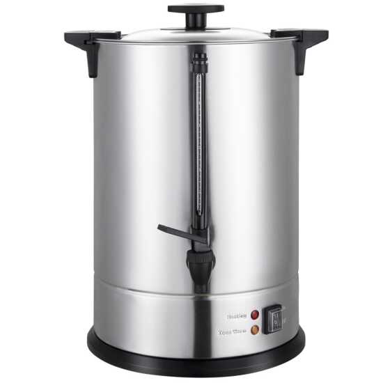 Prepline CU-15 stainless steel coffee urn percolator with a 103-cup capacity, designed for efficient brewing and serving of coffee at large events, gatherings, and catering services.