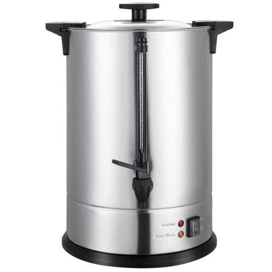 Prepline CU-15 stainless steel coffee urn percolator with a 103-cup capacity, designed for efficient brewing and serving of coffee at large events, gatherings, and catering services.