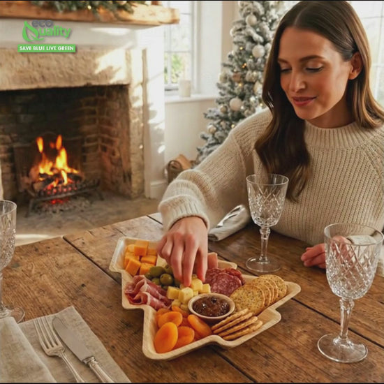 Christmas tree shaped palm leaf plates eco friendly disposable dinnerware