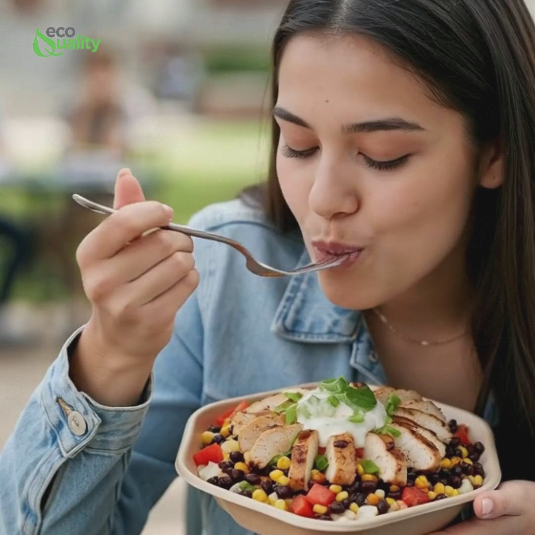 Hexagon 32oz disposable bowl made from sugarcane fiber compostable catering use