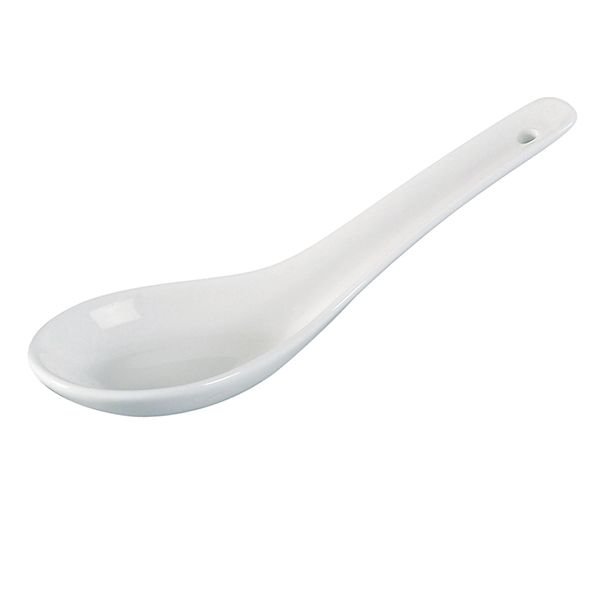 Yanco Soup Spoon PS-005 is an elegant and versatile piece perfect for any dining establishment. Ideal for serving soups, small tasting portions, or desserts, this 5.5-inch spoon is crafted from durable white porcelain. The sleek design ensures it complements any table setting while maintaining durability for everyday use. This soup spoon is microwave, oven, and dishwasher safe for convenience.