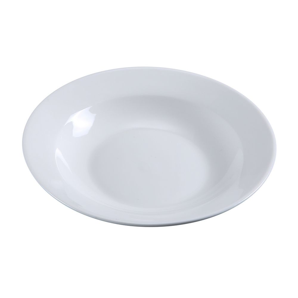 Yanco Soup Plate PS-3 is perfect for serving soups, bouillons, and other dishes. With a 10-ounce capacity and a 9-inch diameter, it features a flat construction with wide rims, ideal for serving standard-sized portions. Crafted from durable porcelain, it withstands a wide range of temperatures and is resistant to scratches and chips. This stylish plate is dishwasher, oven, and microwave safe, making it a practical choice for both traditional and modern table settings.
