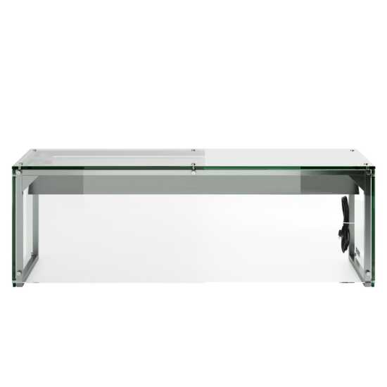 The Prepline PSG-LT-60-S is a 60-inch glass sneeze guard with LED lighting for salad bars, providing protection from contamination and improving food visibility with its built-in illumination.