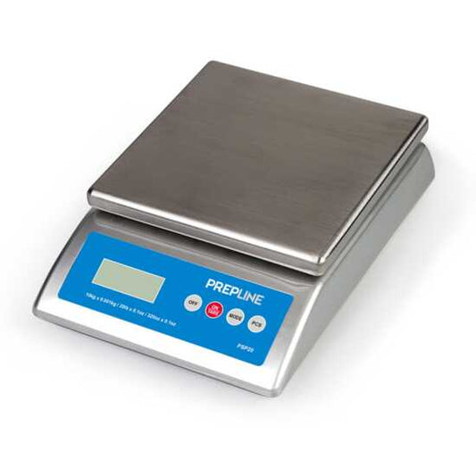 The Prepline PSP20 20 lb Digital Portion Control Scale with additional counting function offers precise weighing and counting, ideal for portion control and inventory management in commercial kitchens.