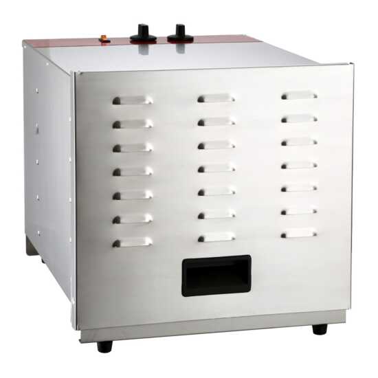 Prepline FD-10R stainless steel food dehydrator with 10 racks, operating on 120V, designed for efficiently drying fruits, vegetables, and meats in commercial kitchens.