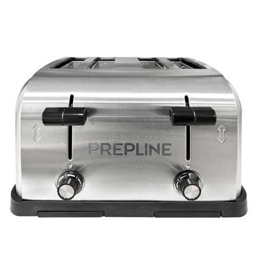 Prepline PT-4S commercial toaster with 1.5-inch slots, designed to toast 4 slices at a time, operating on 120V, ideal for high-volume food service in restaurants and cafes