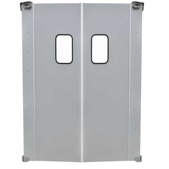 Prepline 60 x 84 inches double aluminum swinging service traffic door featuring a 9 x 14 inches window, ideal for high-traffic commercial environments and efficient access.