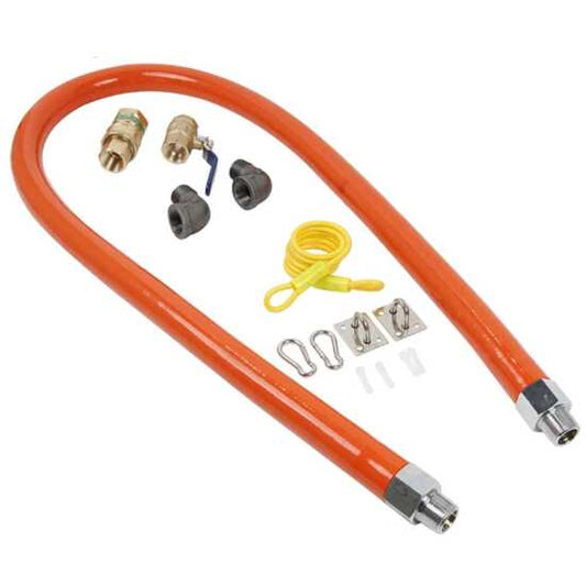 Prepline 3/4" x 36" Gas Hose Connector Kit with Quick Disconnect - Durable gas connection solution for safe and efficient installation of gas appliances in commercial kitchens.