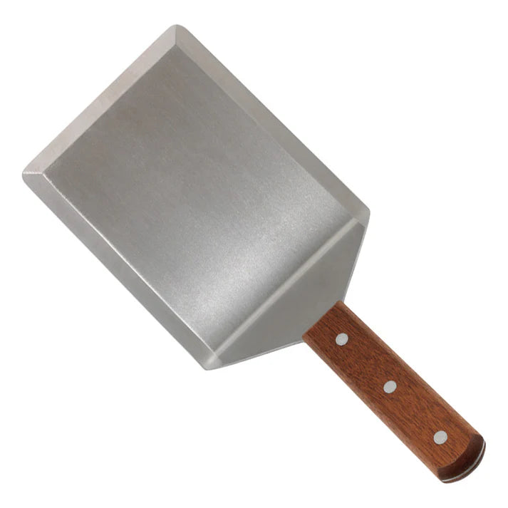 Extra Heavy Turner w/ Cutting Edge 12/Pack features a flat blade which deftly lifts and removes delicate foods, while its cutting edge allows you to easily chop onions or section ground meat for making burgers. Built with a riveted wooden handle, this extra heavy duty turner boasts an ergonomic design for a slip-free, comfortable grip. A must-have in any commercial kitchen to flip burgers, steaks, and more. This model is also dishwasher safe for quick and easy cleaning.