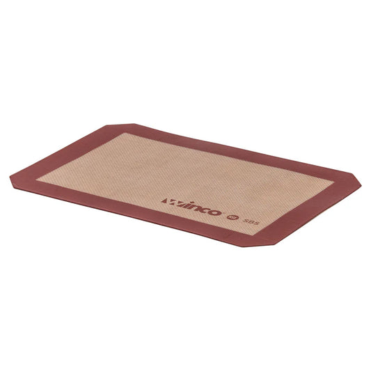 (Quarter-size, Half-size, Two Third-size, Full-size) Silicone Baking Mat&nbsp;10/Pack well-designed baking mat provides a non-stick baking surface and ensures even heat distribution for baking your culinary creations to perfection. This baking mat is made from top quality woven fiberglass with food grade silicone for unbeatable durability and temperature tolerance between -40°F and 480°F. An indispensable addition to any bakery, cafe, or restaurant.
