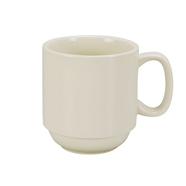 Yanco Prime Mug Stackable RE-16-P is an excellent choice for any foodservice establishment. With a 16-ounce capacity, it is perfect for serving coffee, tea, hot chocolate, and other beverages. Crafted from durable porcelain in a classic American white finish, this mug offers both elegance and practicality. Its stackable design saves storage space, making it ideal for busy cafes, restaurants, and catered events.