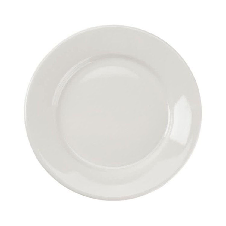 Yanco Plate RE-16 is a stylish and durable choice for any dining setting. Featuring a wide rim for added elegance, this 10.5-inch plate is ideal for serving main courses, salads, appetizers, and desserts. Crafted from high-quality porcelain, it offers excellent resistance to temperature changes and daily wear. Its classic American white color enhances food presentation, making it a great addition to restaurants, hotels, catered events, and cafes.
