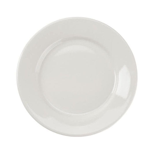 Yanco Plate RE-16 is a stylish and durable choice for any dining setting. Featuring a wide rim for added elegance, this 10.5-inch plate is ideal for serving main courses, salads, appetizers, and desserts. Crafted from high-quality porcelain, it offers excellent resistance to temperature changes and daily wear. Its classic American white color enhances food presentation, making it a great addition to restaurants, hotels, catered events, and cafes.