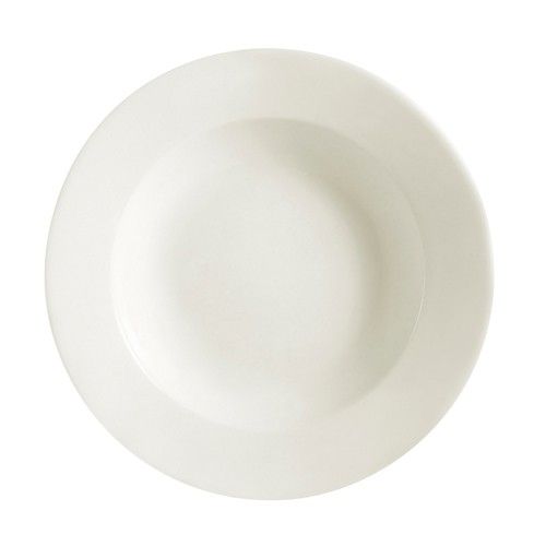 Yanco Rim Soup Bowl RE-3 is an elegant and durable addition to any restaurant or catering setup. Designed with a 10-ounce capacity, it is perfect for serving soups, salads, and stews. Its wide rim adds a touch of sophistication while framing your culinary creations beautifully. Made from high-quality porcelain, this bowl is built to withstand daily use in busy dining establishments.