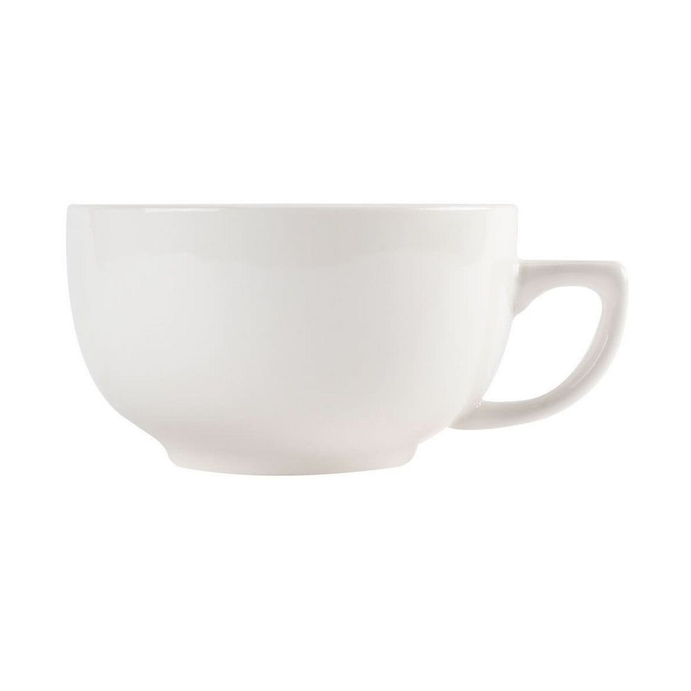 Yanco Cappuccino Cup RE-56 is an excellent addition to any café, restaurant, or hospitality setting. With a generous 14-ounce capacity and a wide 4.5-inch opening, this cup is perfect for serving cappuccinos, herbal teas, and both drip and foamed coffee. Its smooth, polished glaze and classic American white color provide a sleek and professional presentation, while its durable porcelain construction resists chipping and scratching. Pair it with a matching saucer for a complete coffee service experience.
