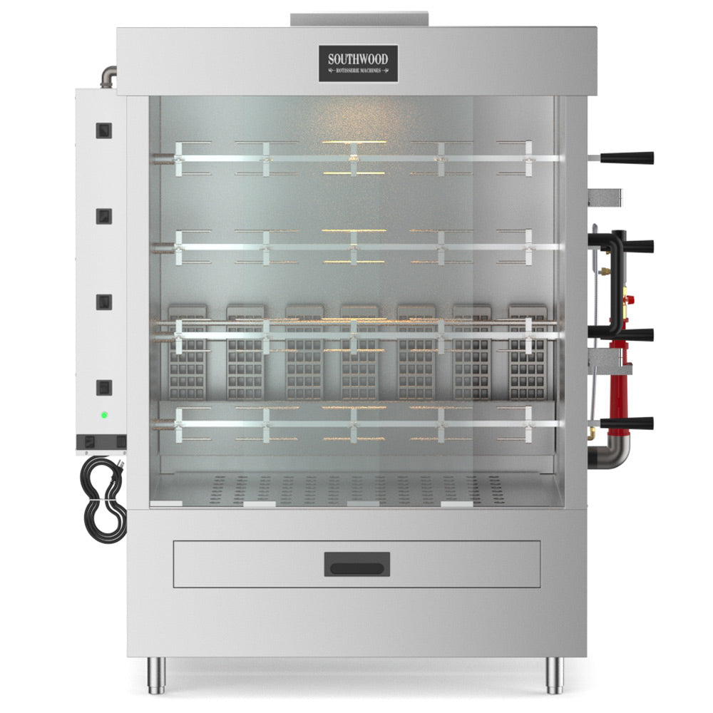 Southwood RG4-NG commercial rotisserie oven machine, designed for cooking 20 chickens using natural gas, perfect for high-volume roasting in restaurants and catering operations.