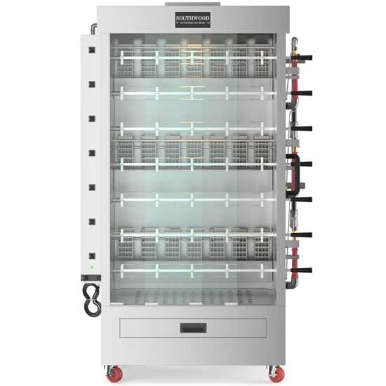 Southwood RG7-NG commercial rotisserie oven machine, designed for cooking 35 chickens using natural gas, ideal for high-capacity roasting in restaurants and catering services.