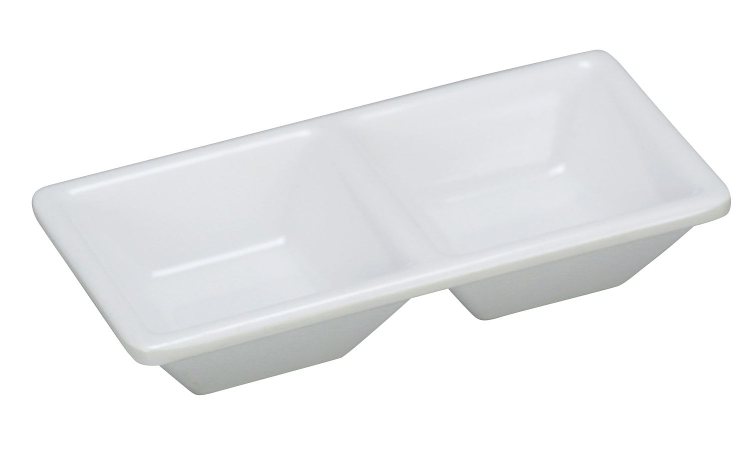 Yanco 2-Compartment Dessert Dish RM-063 is a stylish and practical serving solution, perfect for restaurants, catering services, and hospitality venues. Measuring 5.13" x 2.5", this rectangular dish features two compartments, making it ideal for serving dips, sauces, and spices while keeping flavors separate. Crafted from high-quality melamine, it offers the look of ceramic while being lightweight, shatter-resistant, and built for heavy commercial use.