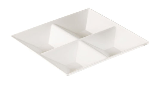 Yanco Square 4-Compartment Plate RM-822 is a versatile and stylish serving option, ideal for restaurants, catering services, and hospitality venues. Measuring 11.5" x 1.5", this deep square plate is designed with four compartments, making it perfect for serving salads, appetizers, side dishes, and hot meals while keeping flavors separate. Crafted from high-quality melamine, it mimics the look of ceramic while offering superior durability, making it resistant to chips, stains, and breakage. 