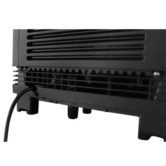 Marchia MDC78B Black Countertop Refrigerated Glass Display Case with LED lighting. Compact and sleek, designed for cooling and showcasing various food items with clear visibility.