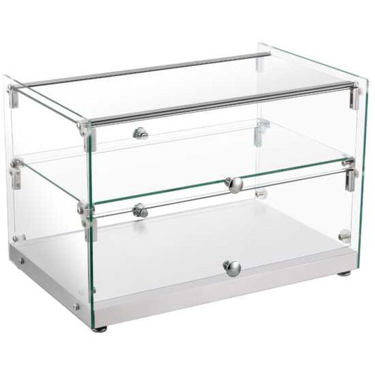 Marchia SA50 22" Dry Glass Countertop Bakery Display Case, Dual Service, perfect for showcasing baked goods and pastries with accessible front and rear doors for convenient customer and staff use.
