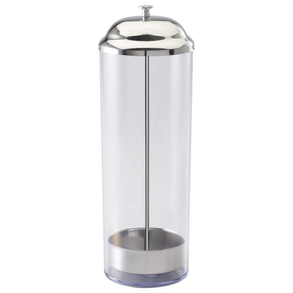 Winco SDP-3, Stainless Steel Top SAN Cylinder Straw Dispenser