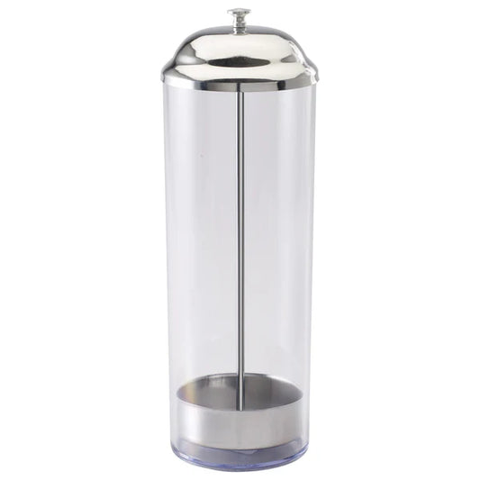 Winco SDP-3, Stainless Steel Top SAN Cylinder Straw Dispenser