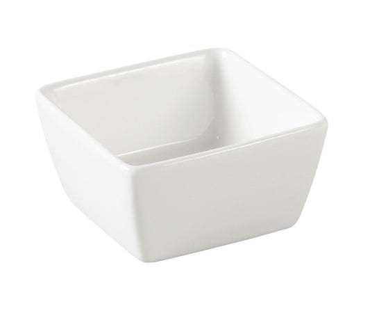 Yanco Square Sauce Dish SH-403 is an excellent choice for serving sauces, dips, spices, and herbs alongside your finest dishes. Made from high-quality porcelain with a smooth white glaze, this 3-inch square dish offers durability and an elegant design that complements any dining setting. Its sturdy construction ensures it can withstand heavy commercial use, making it ideal for restaurants, catered events, cafes, and hotels. This dish is also oven, dishwasher, and microwave safe for maximum convenience.
