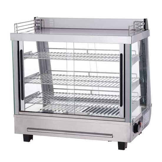 Marchia SHCC96 27" stainless steel heated countertop display with front and rear doors, designed to keep hot foods warm and accessible, perfect for cafés, delis, and convenience store food displays.