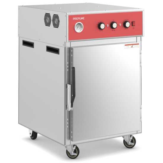 Prepline SLO-1 Single Slow Cook and Hold Oven, designed for commercial kitchens, allows for precise low-temperature cooking and holding, ideal for tenderizing meats and maintaining food quality.
