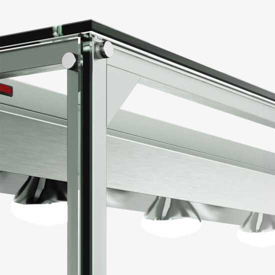 Prepline 74" Glass Sneeze Guard with Lamp Bulb for Steam Tables, designed to protect food from airborne contaminants while providing warmth and enhancing visibility. Ideal for buffets and food service environments.