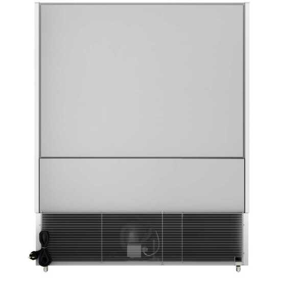 The Coldline SOC-61-W 60" white refrigerated air curtain merchandiser features a modern white finish with an air curtain for efficient cooling, adjustable shelves, and energy-efficient lighting, ideal for displaying chilled products.