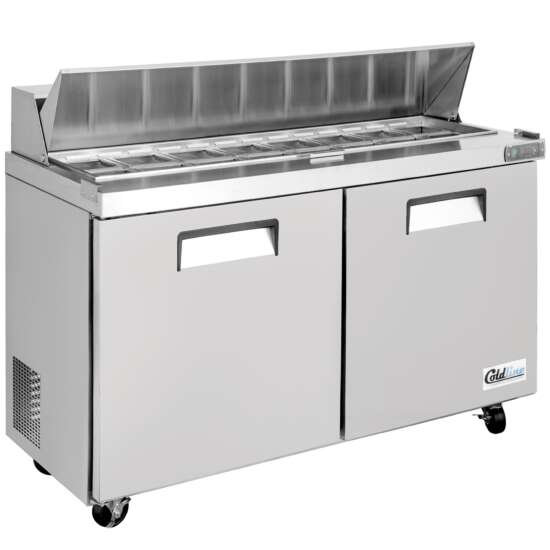 Coldline SPN-60 60" Narrow Depth Refrigerated Sandwich Prep Table featuring a space-saving design, durable stainless steel construction, a large cutting board, food pans, and energy-efficient cooling. Ideal for efficient food preparation in busy commercial kitchens.
