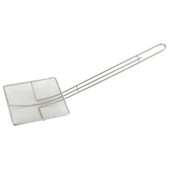 (6-1/2" Round, 6-3/4" Square) Mesh Skimmer 12/Pack is perfect for removing particles from your fryer, as well as lost French fries, chicken fingers, mozzarella sticks, and corn nuggets. The long handle is perfect for reaching into deeper fryers, collecting burnt crumbs from the oil without risking burns. Use in stockpots, steamers, and fryers to safely and effectively remove items. There is also a hanging hole for convenient